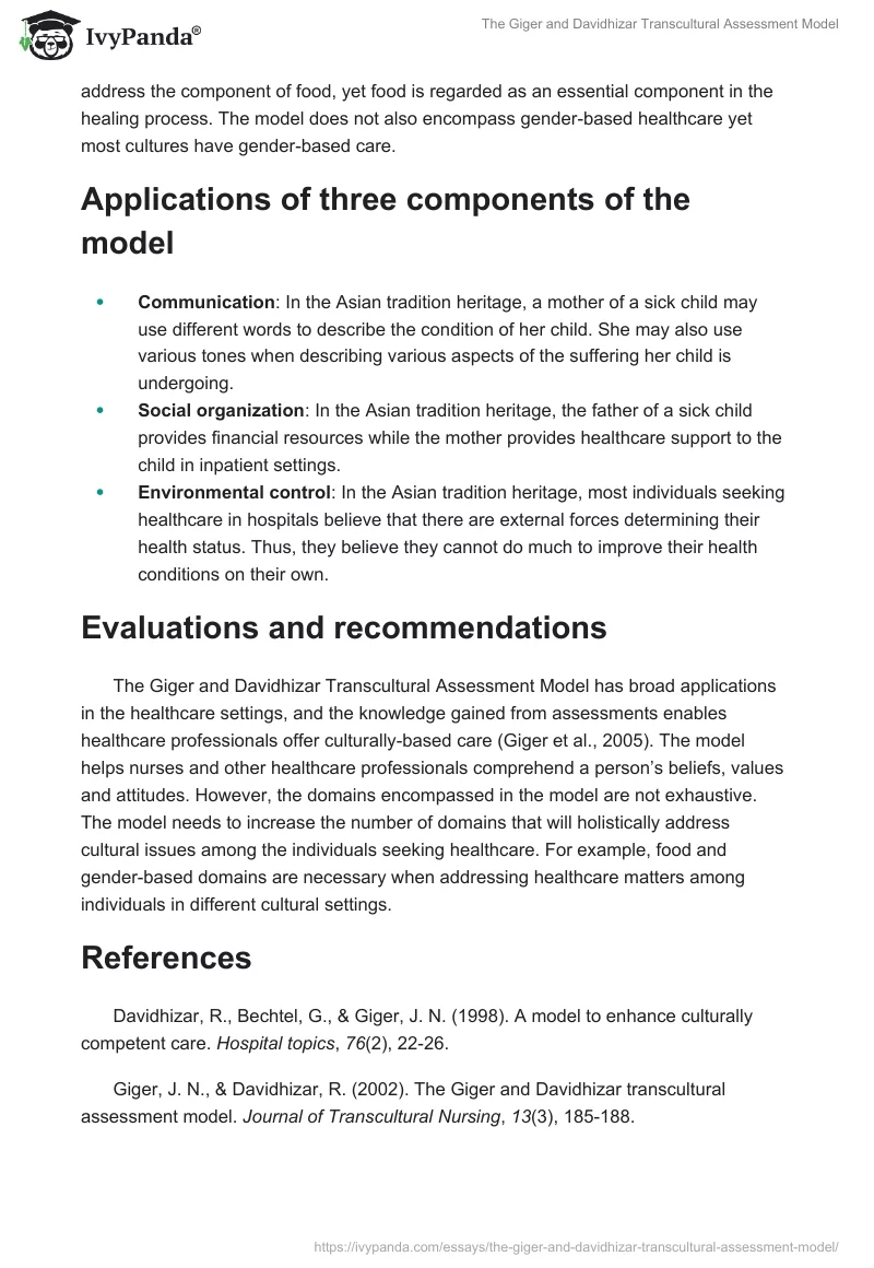 The Giger and Davidhizar Transcultural Assessment Model. Page 3