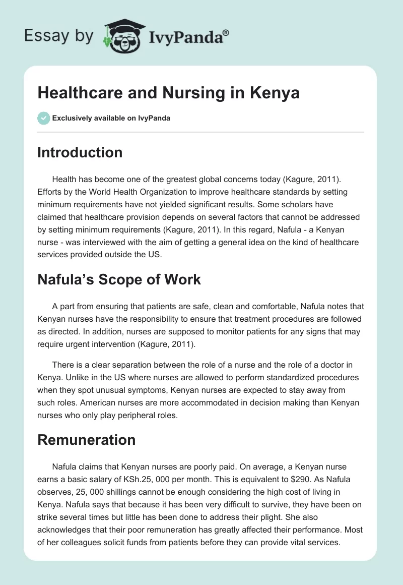 Healthcare and Nursing in Kenya. Page 1