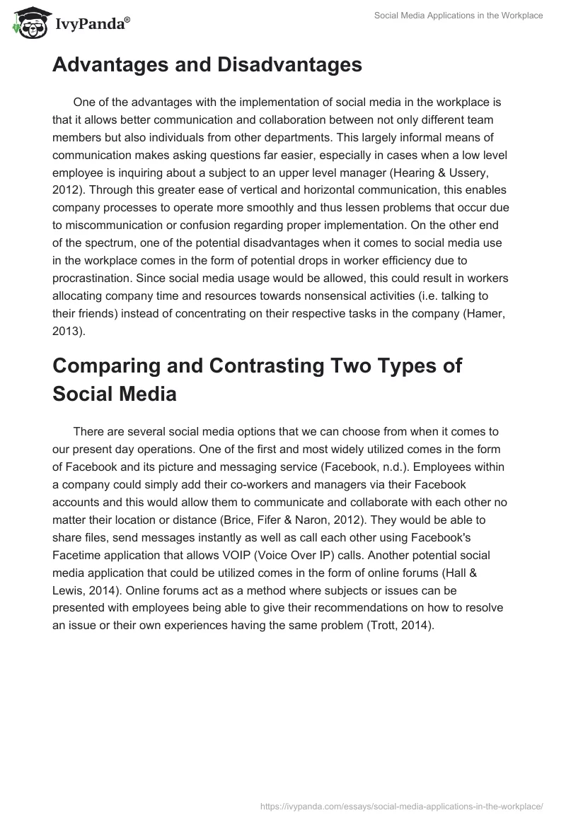 Social Media Applications in the Workplace. Page 2