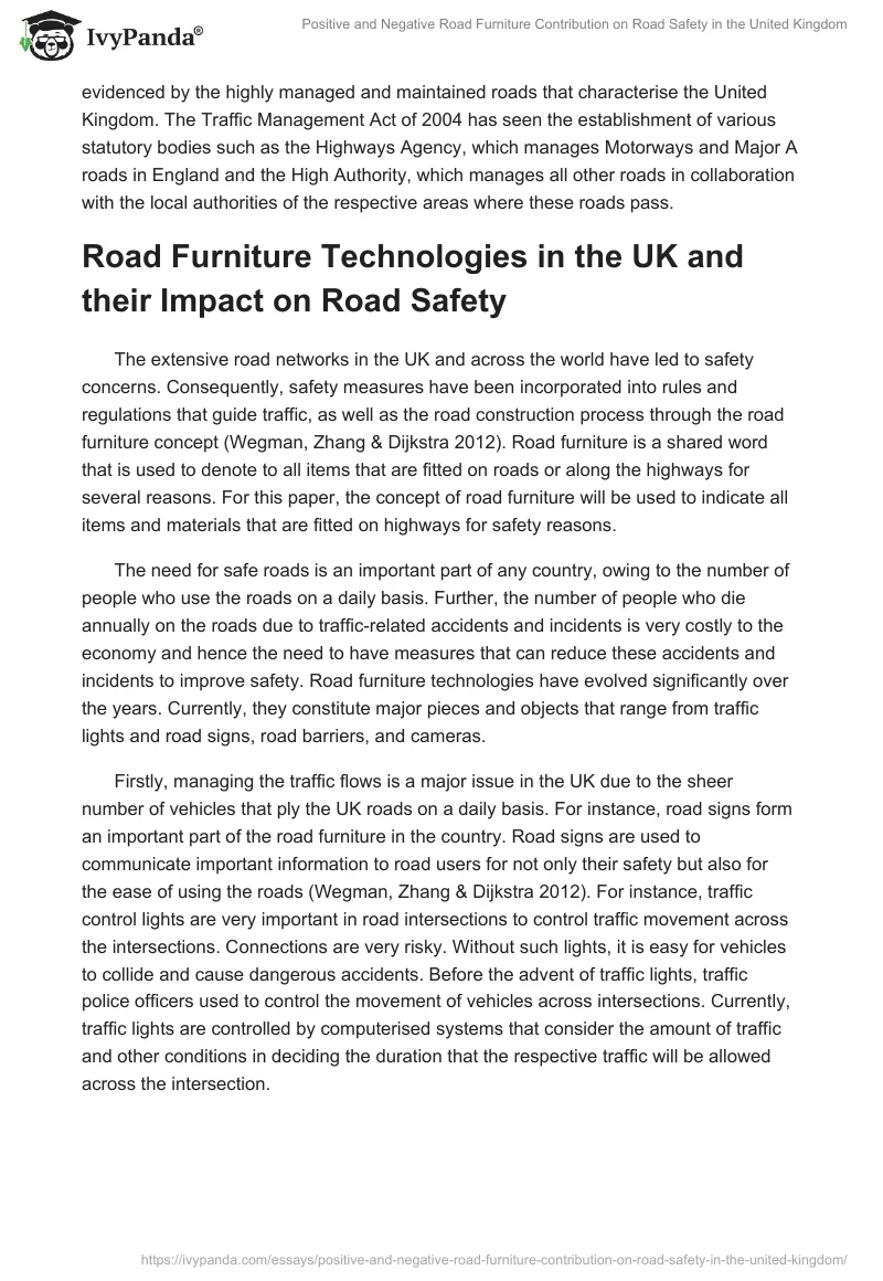Positive and Negative Road Furniture Contribution on Road Safety in the United Kingdom. Page 4