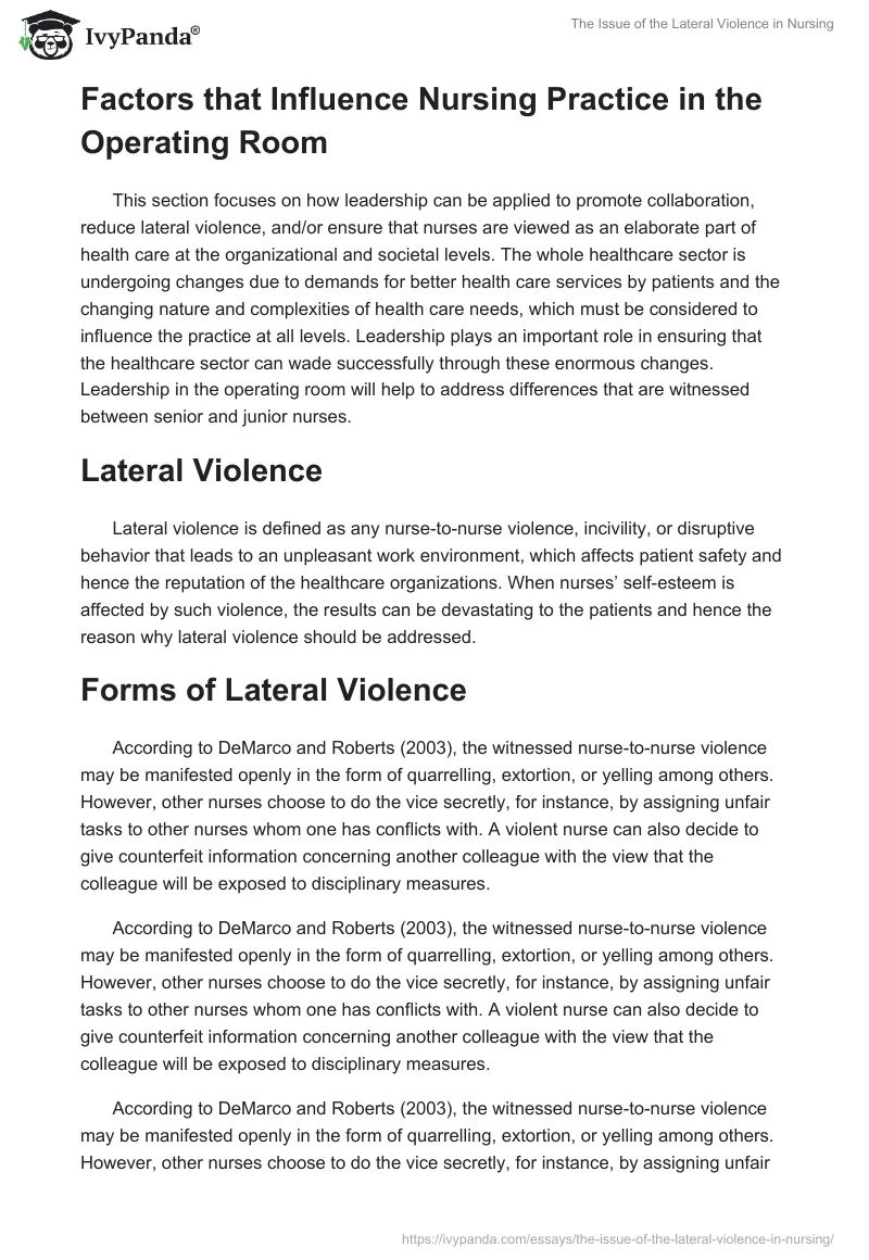 The Issue of the Lateral Violence in Nursing. Page 2