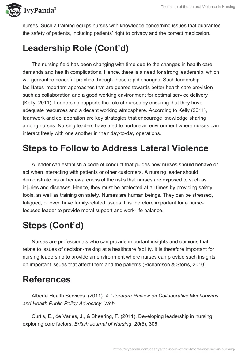 The Issue of the Lateral Violence in Nursing. Page 4