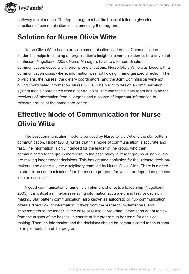 Communication and Leadership Problem: Sunrise Hospital. Page 2