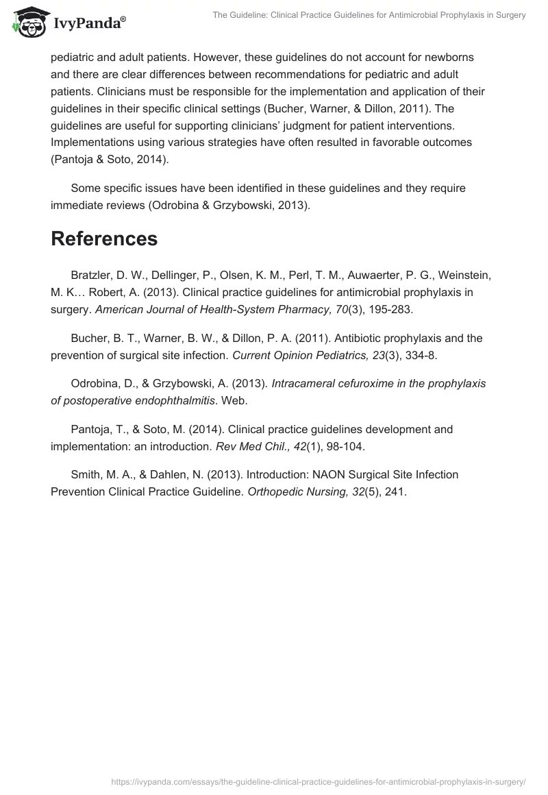 The Guideline: Clinical Practice Guidelines for Antimicrobial Prophylaxis in Surgery. Page 5
