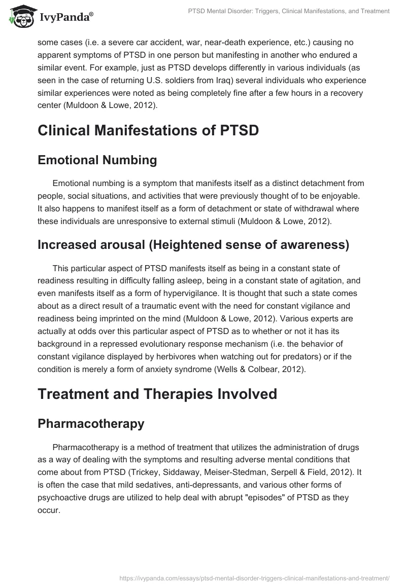 PTSD Mental Disorder: Triggers, Clinical Manifestations, and Treatment. Page 2