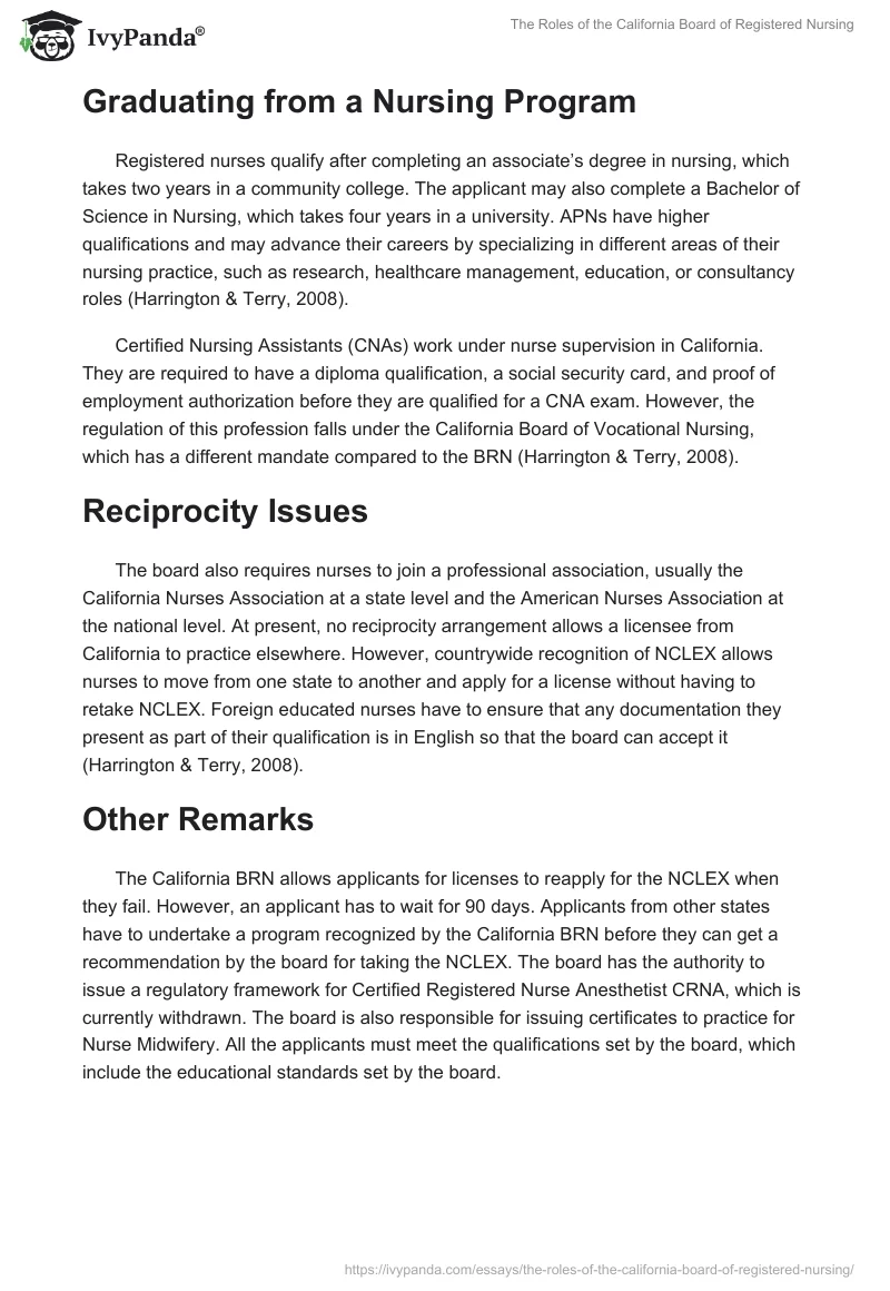 The Roles of the California Board of Registered Nursing. Page 4