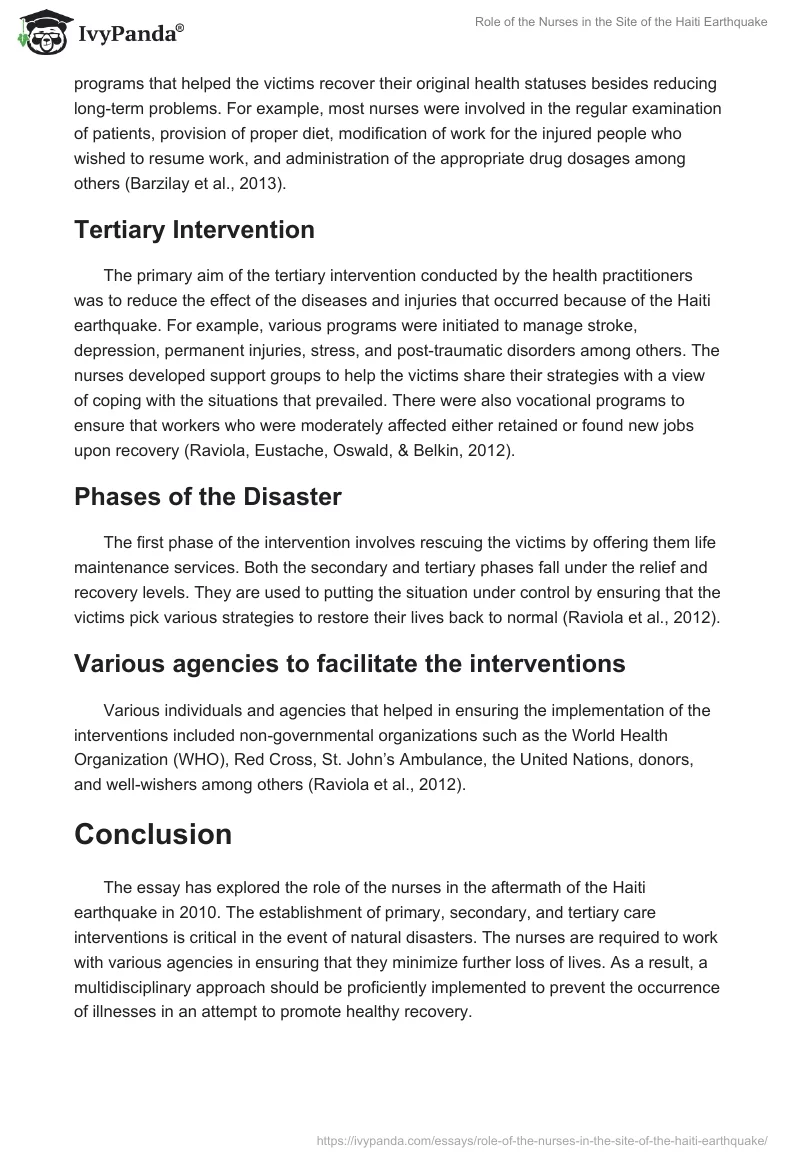 Role of the Nurses in the Site of the Haiti Earthquake. Page 2