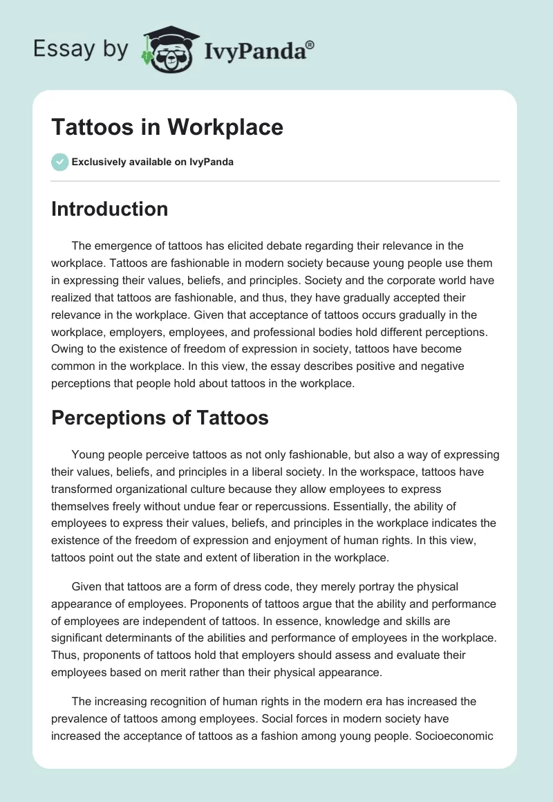 Tattoo Acceptance in the Modern Workplace