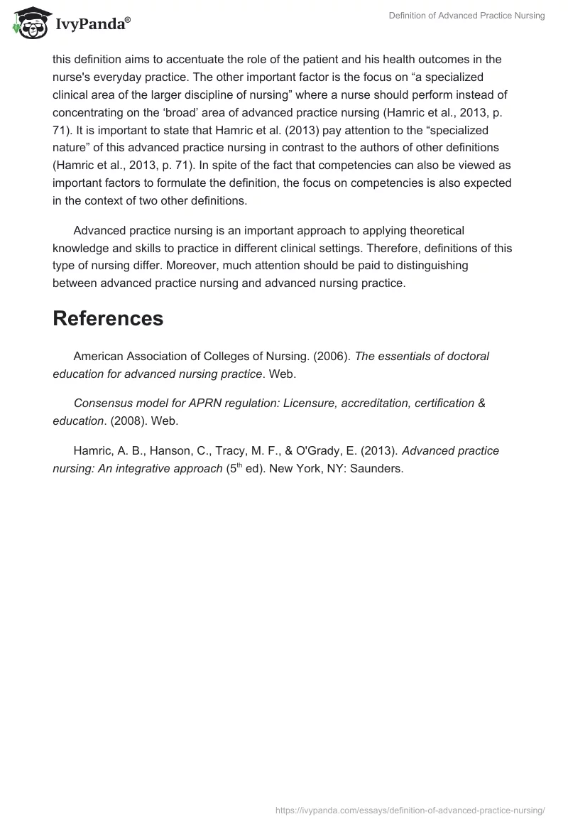 Definition of Advanced Practice Nursing. Page 2