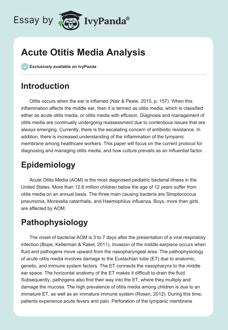 Acute Otitis Media Analysis. Page 1