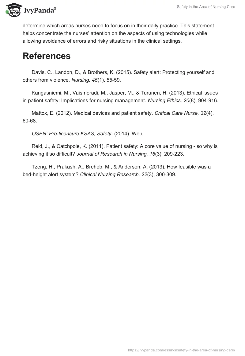 Safety in the Area of Nursing Care. Page 4