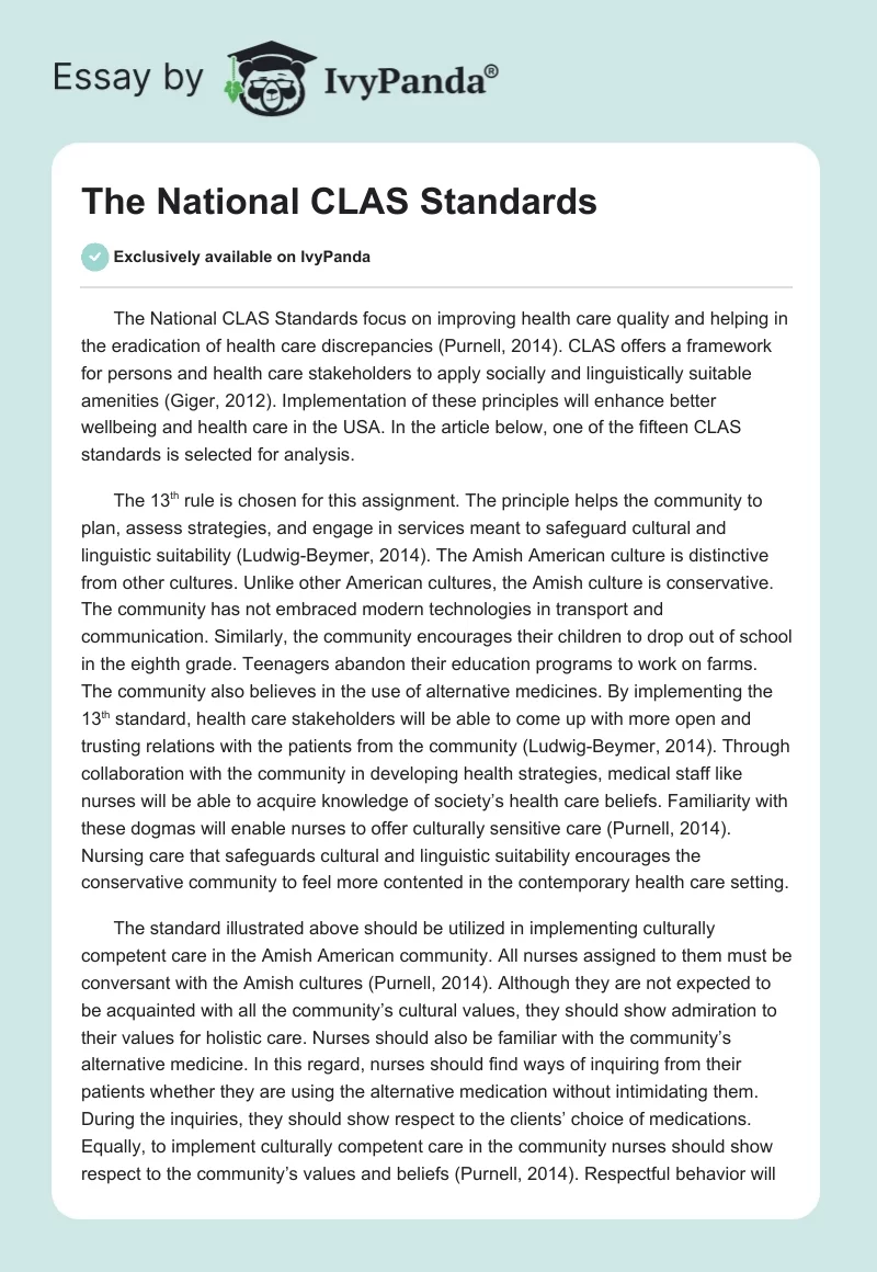 The National CLAS Standards. Page 1