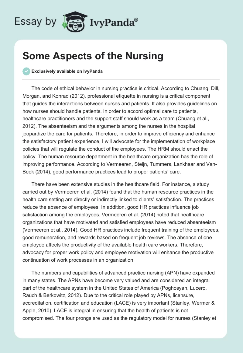 Some Aspects of the Nursing. Page 1