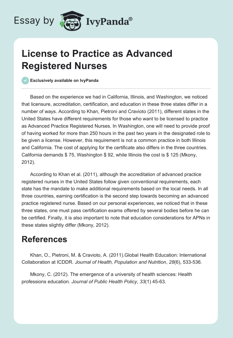 License to Practice as Advanced Registered Nurses. Page 1