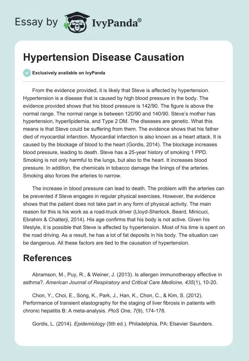 Hypertension Disease Causation. Page 1