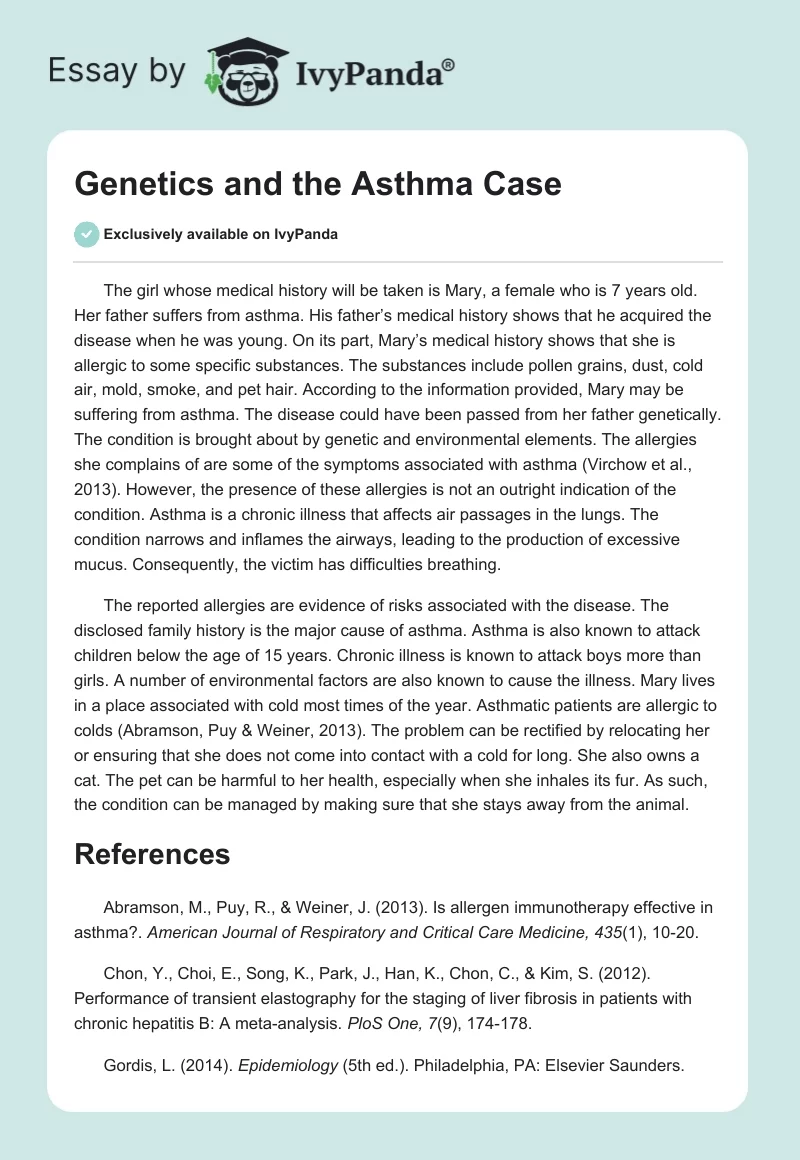 Genetics and the Asthma Case. Page 1