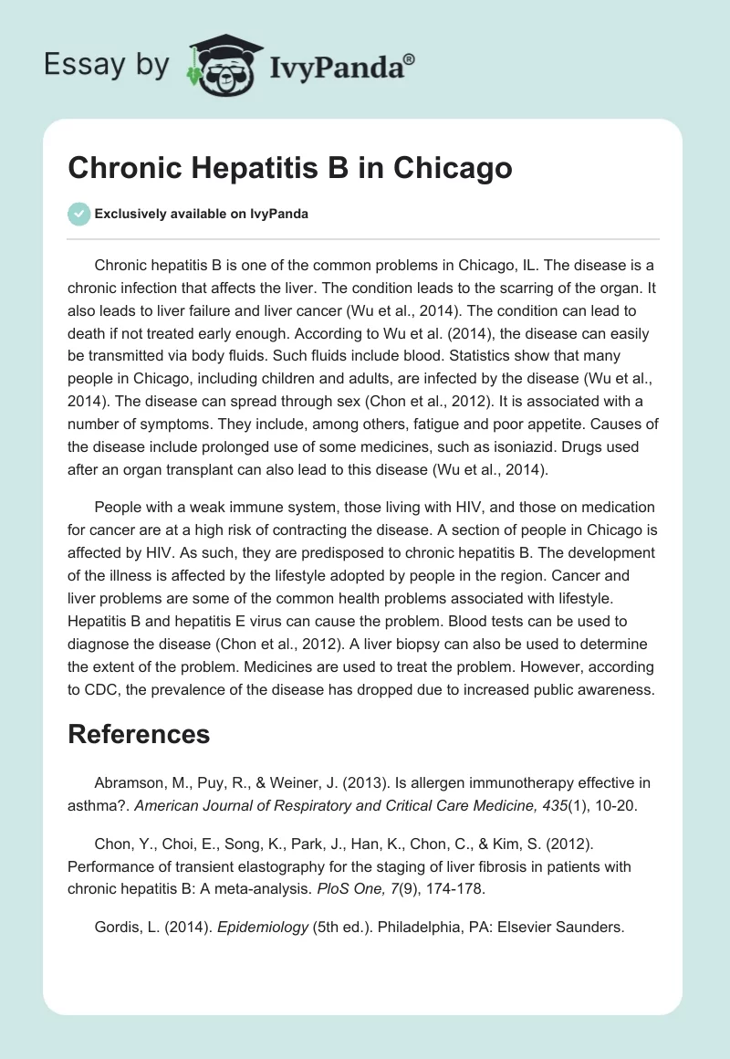 Chronic Hepatitis B in Chicago. Page 1