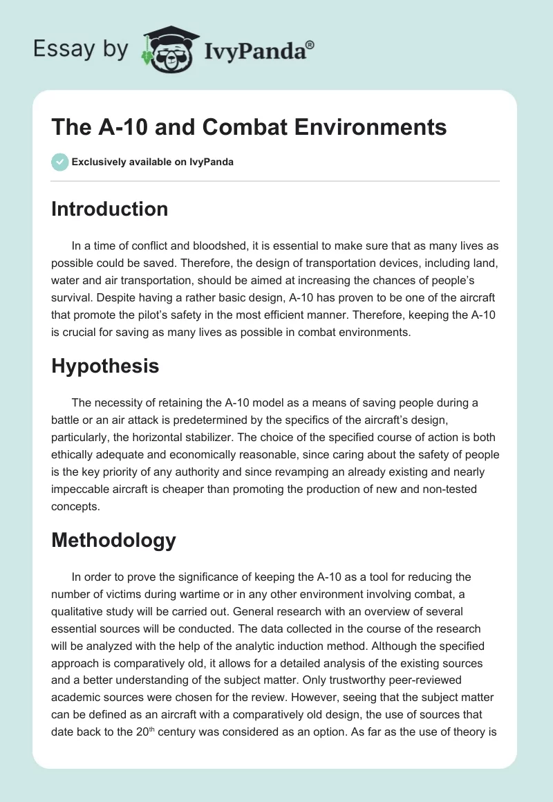The A-10 and Combat Environments. Page 1