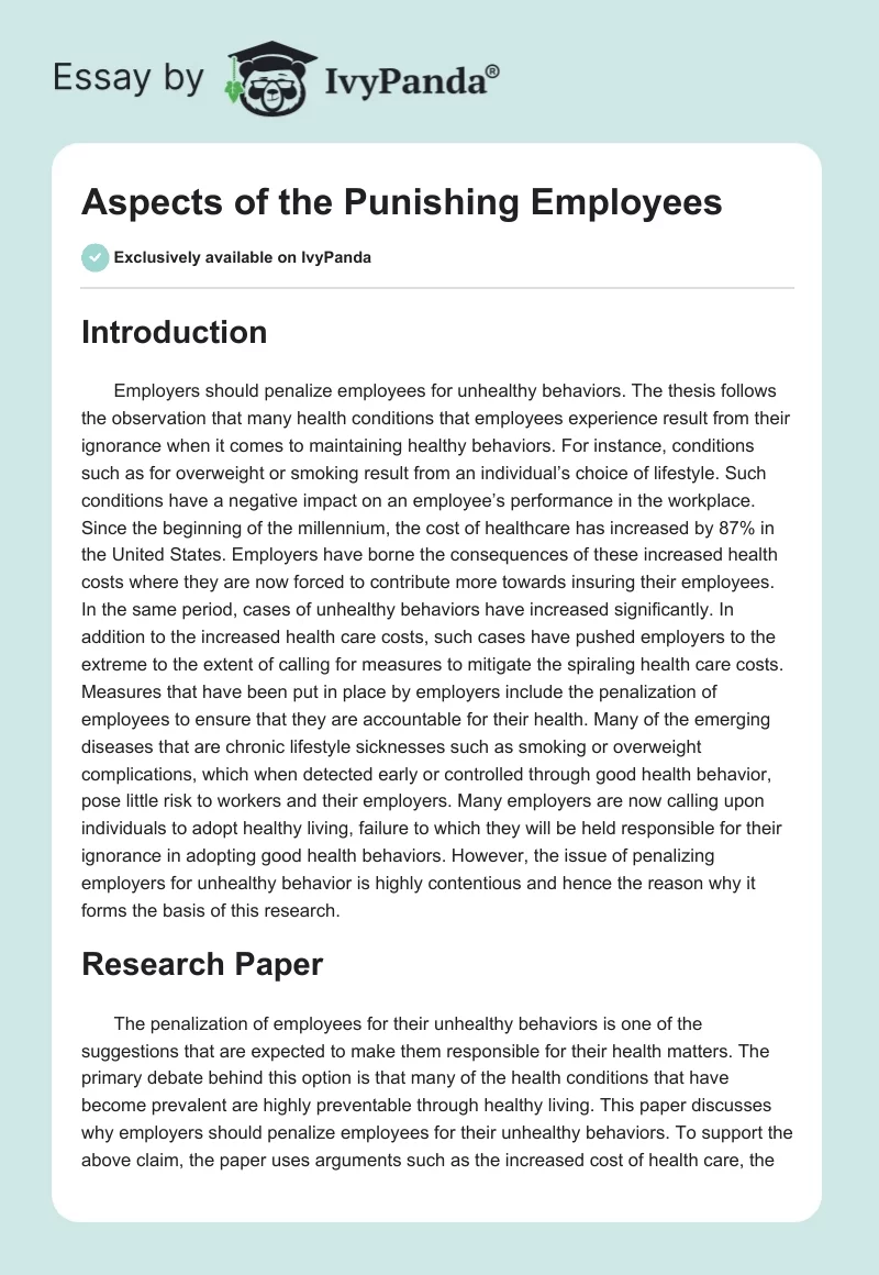 Aspects of the Punishing Employees. Page 1