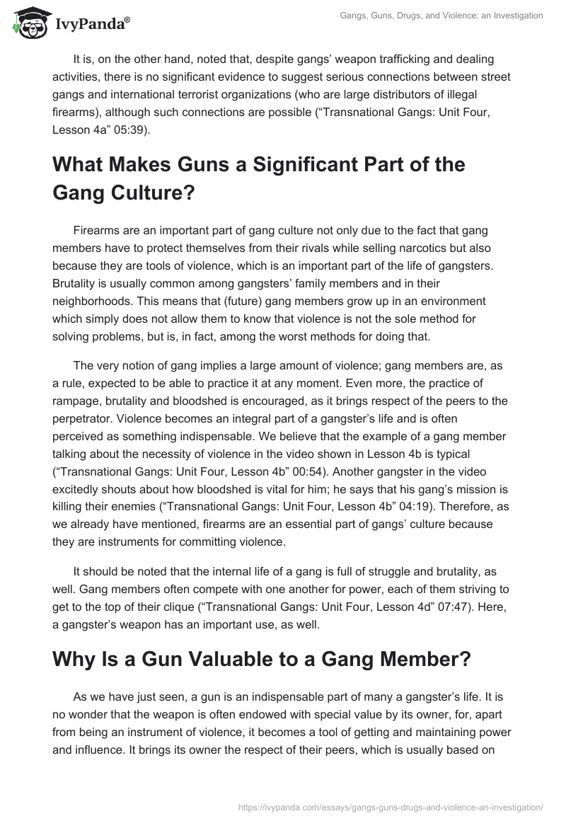 Gangs, Guns, Drugs, and Violence: an Investigation. Page 2