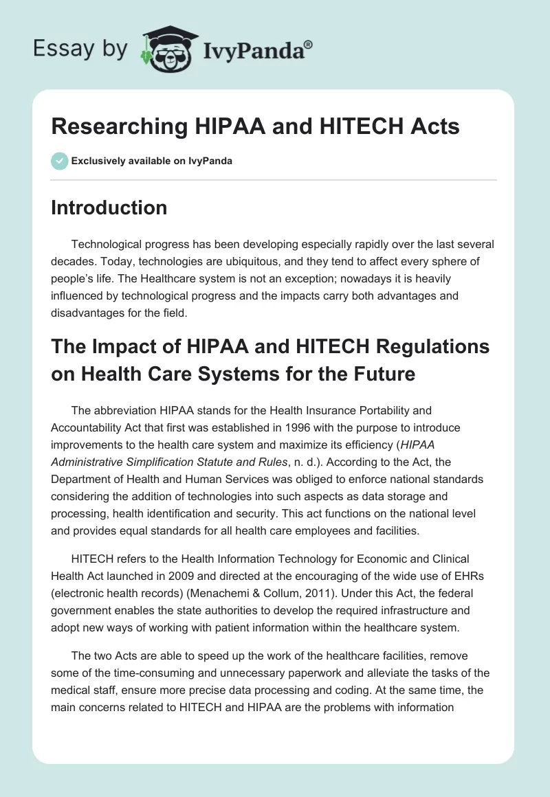 Researching HIPAA and HITECH Acts. Page 1