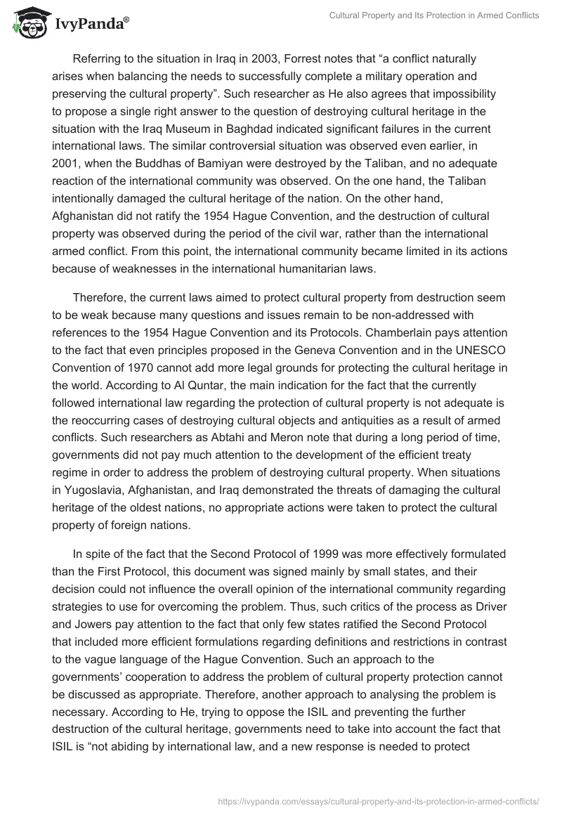 Cultural Property and Its Protection in Armed Conflicts. Page 5