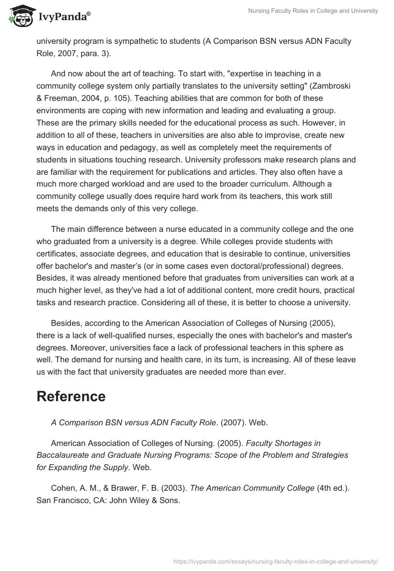 Nursing Faculty Roles in College and University. Page 2