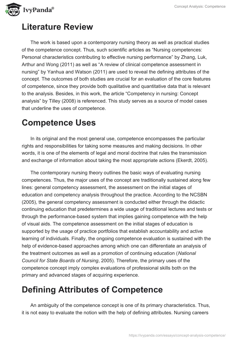 Concept Analysis: Competence. Page 2