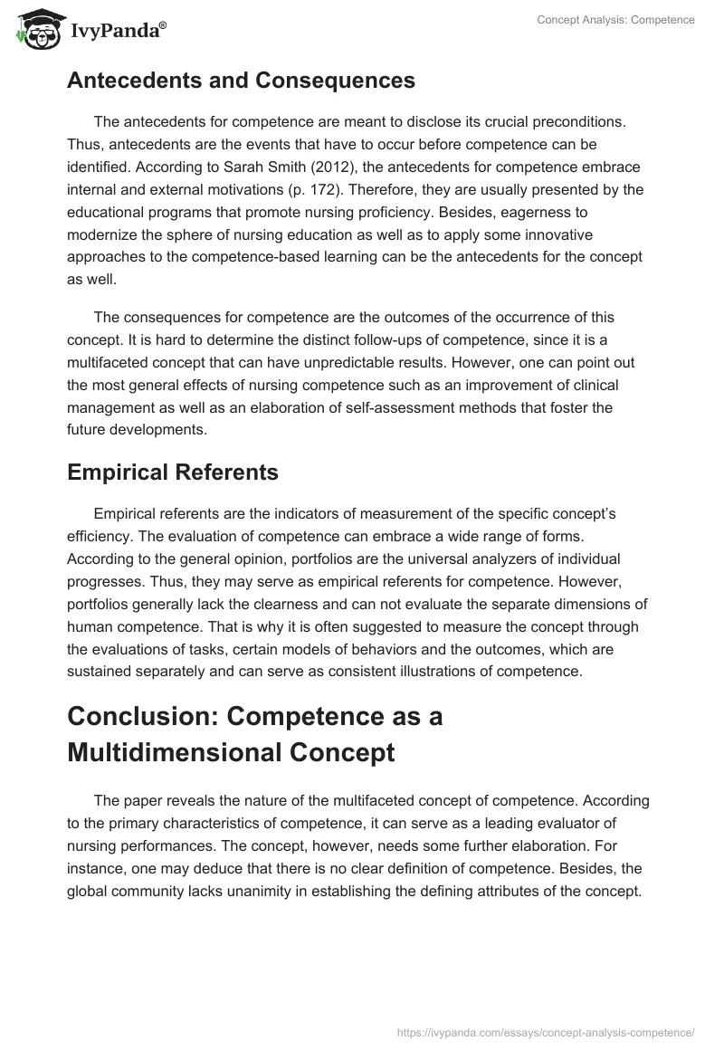 Concept Analysis: Competence. Page 5