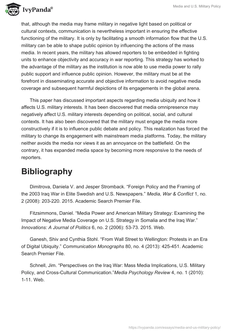 Media and U.S. Military Policy. Page 2
