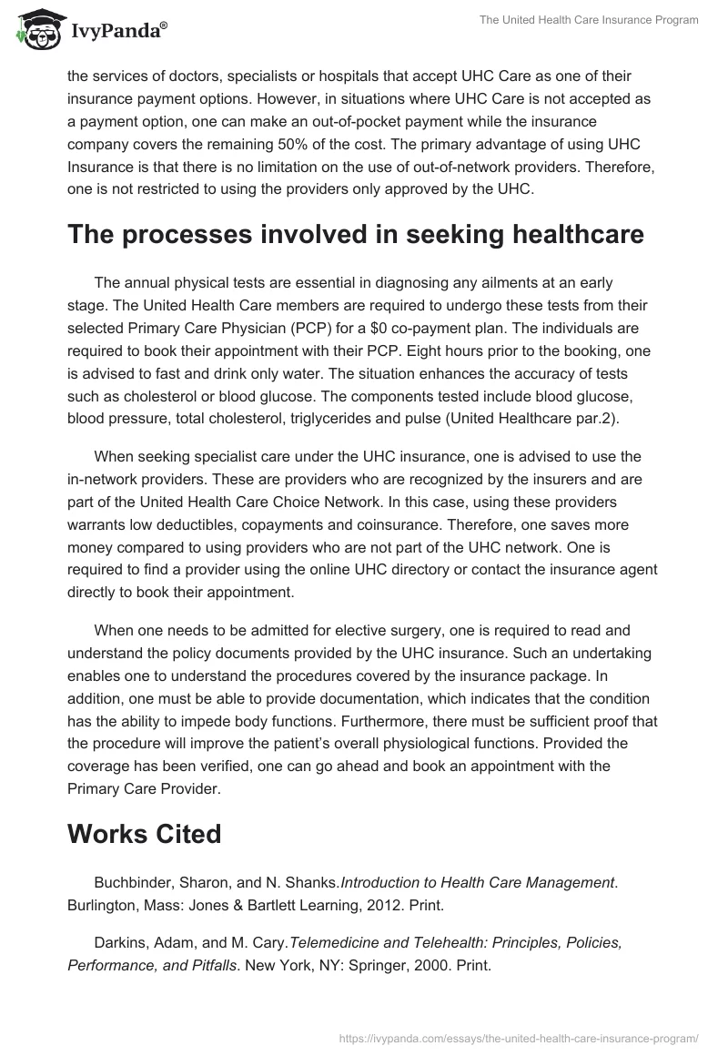The United Health Care Insurance Program. Page 3