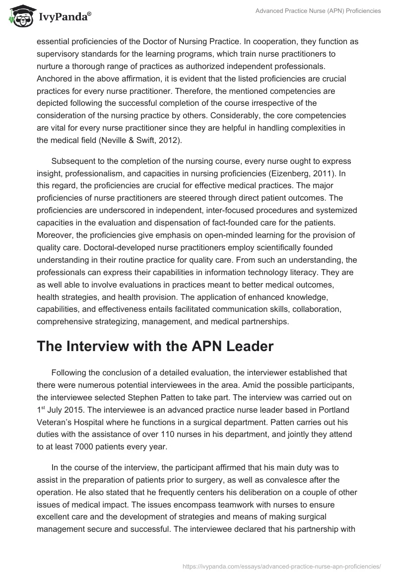 Advanced Practice Nurse (APN) Proficiencies. Page 2