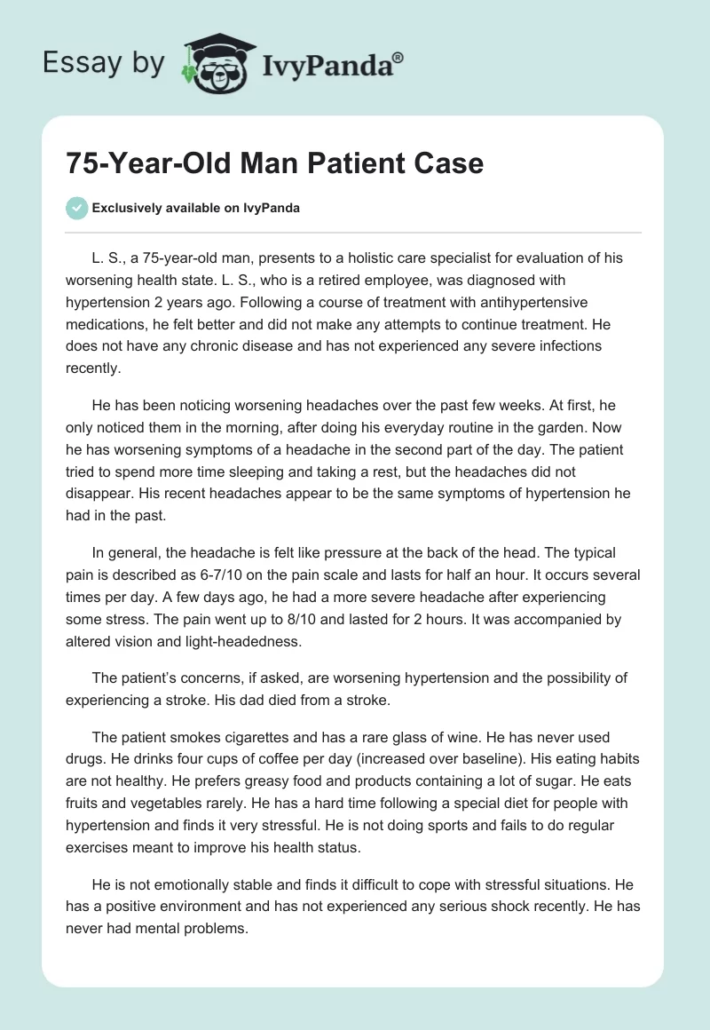 75-Year-Old Man Patient Case. Page 1
