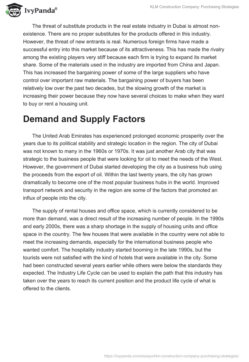 KLM Construction Company: Purchasing Strategies. Page 4