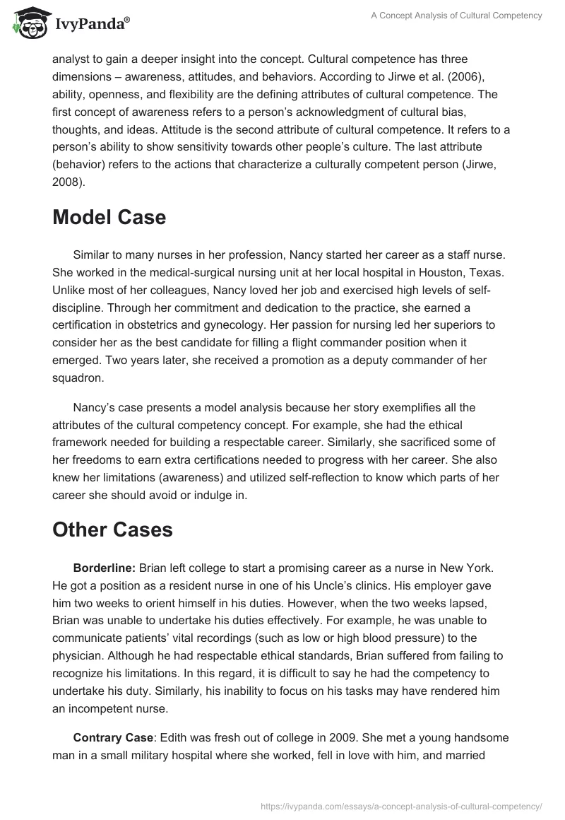 A Concept Analysis of Cultural Competency. Page 2