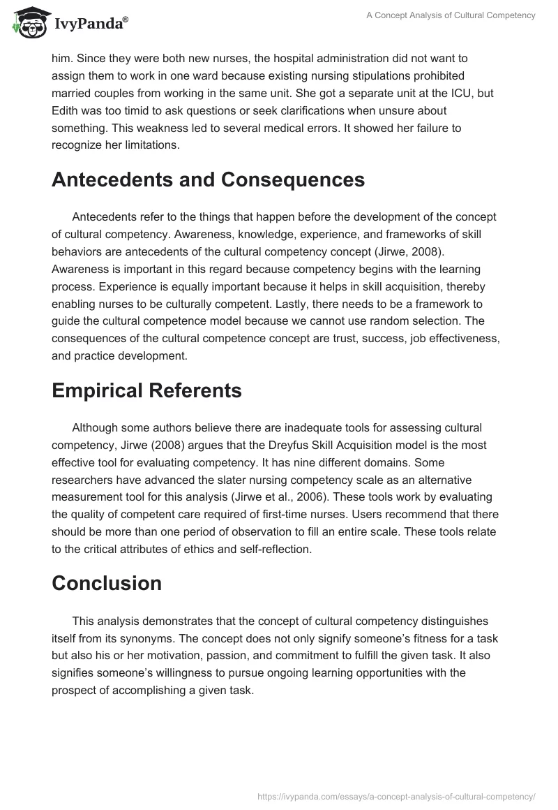 A Concept Analysis of Cultural Competency. Page 3