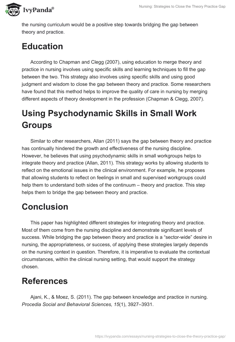 Nursing: Strategies to Close the Theory Practice Gap. Page 3