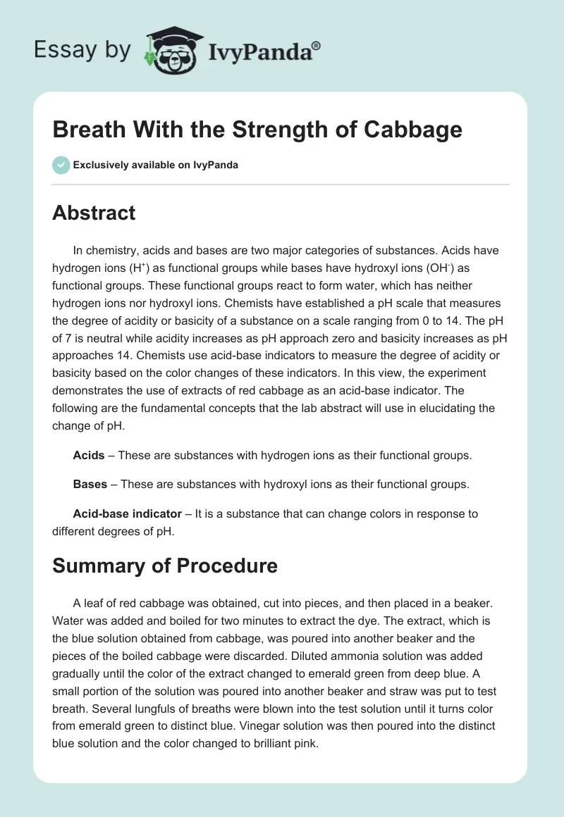 Breath With the Strength of Cabbage. Page 1