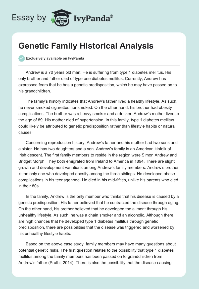 Genetic Family Historical Analysis. Page 1
