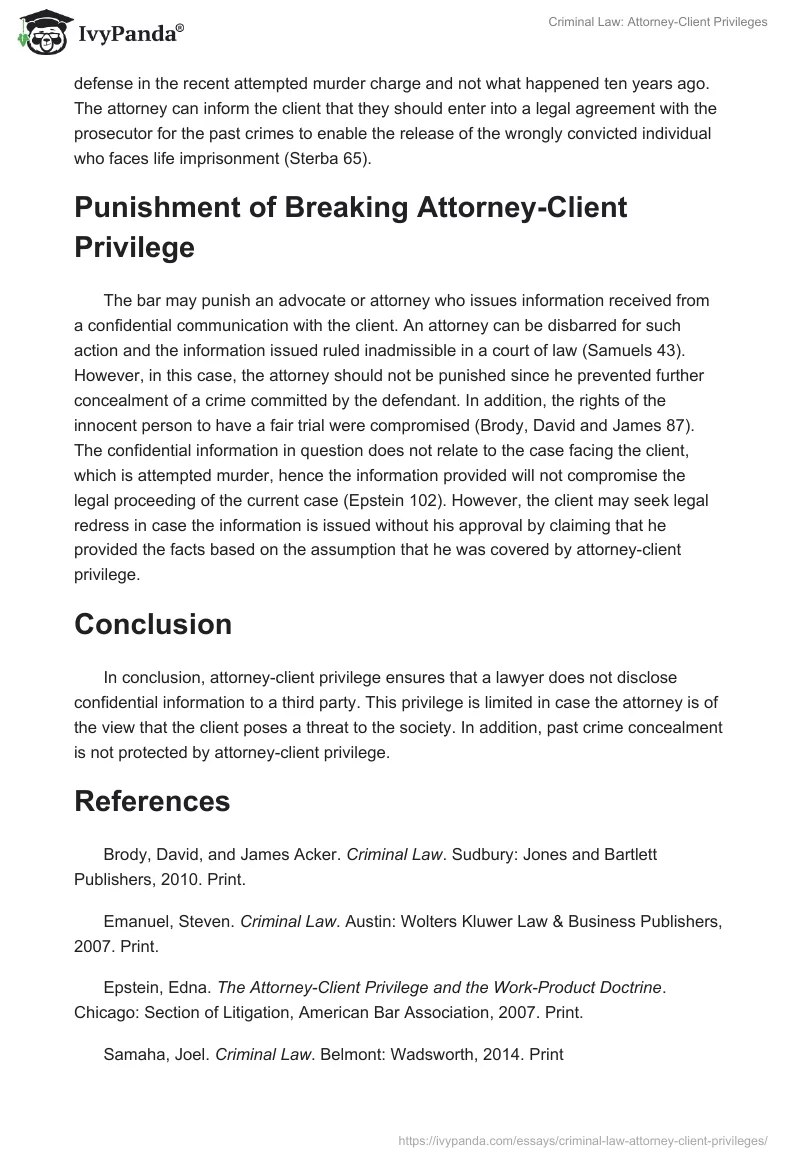 Criminal Law: Attorney-Client Privileges. Page 2