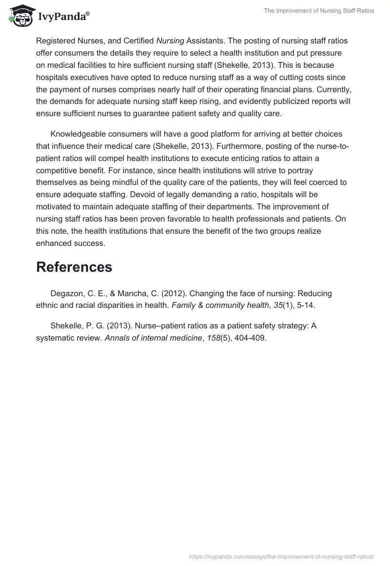 The Improvement of Nursing Staff Ratios. Page 2
