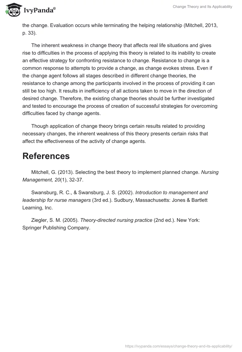 Change Theory and Its Applicability. Page 2
