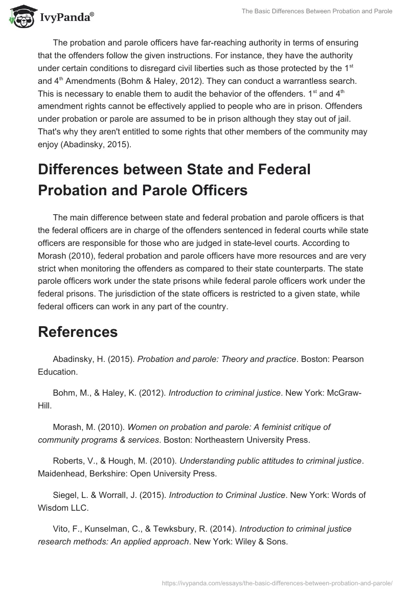 The Basic Differences Between Probation and Parole. Page 2
