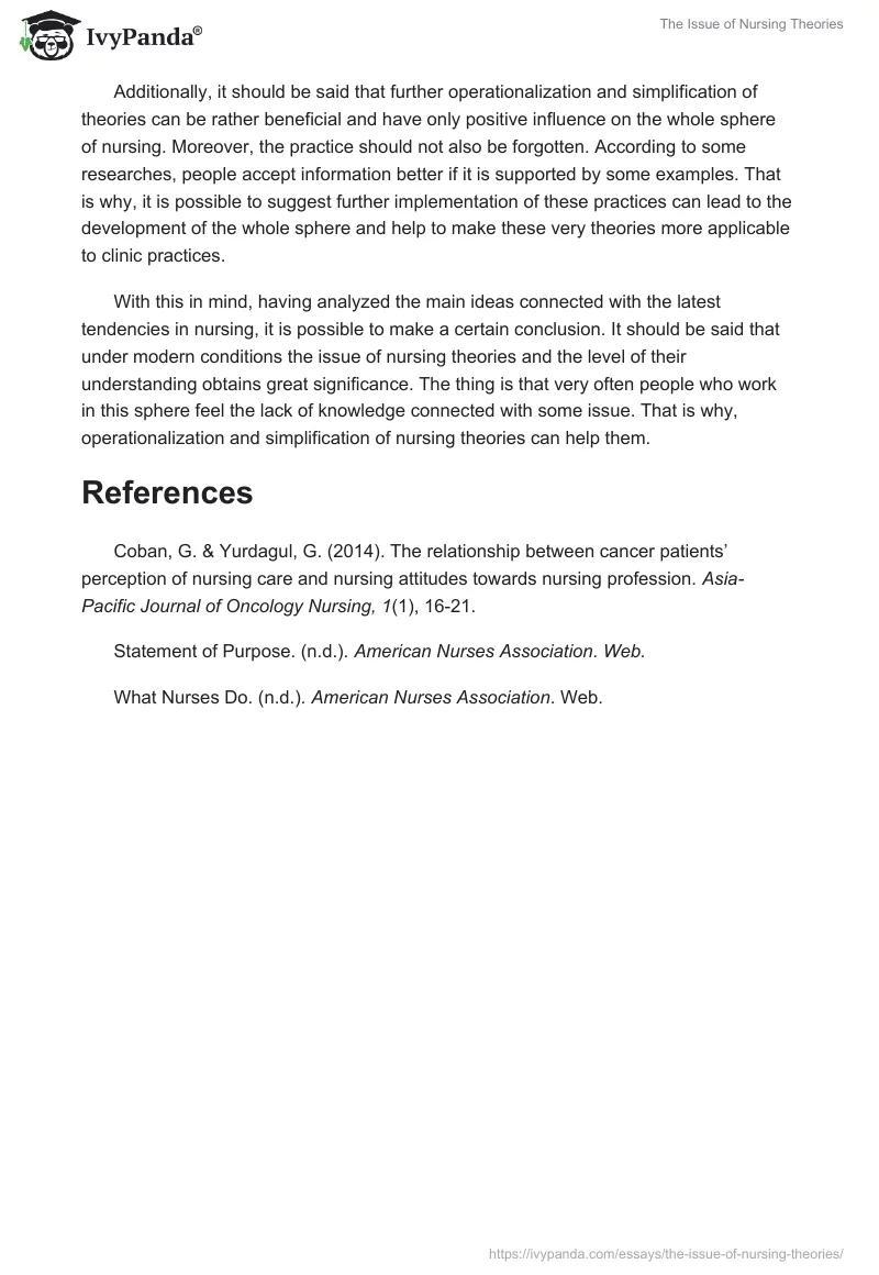 The Issue of Nursing Theories. Page 2