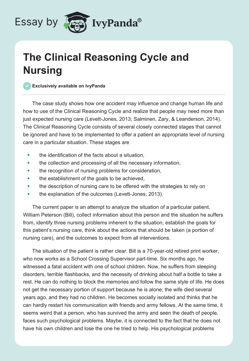 clinical reasoning cycle nursing essay