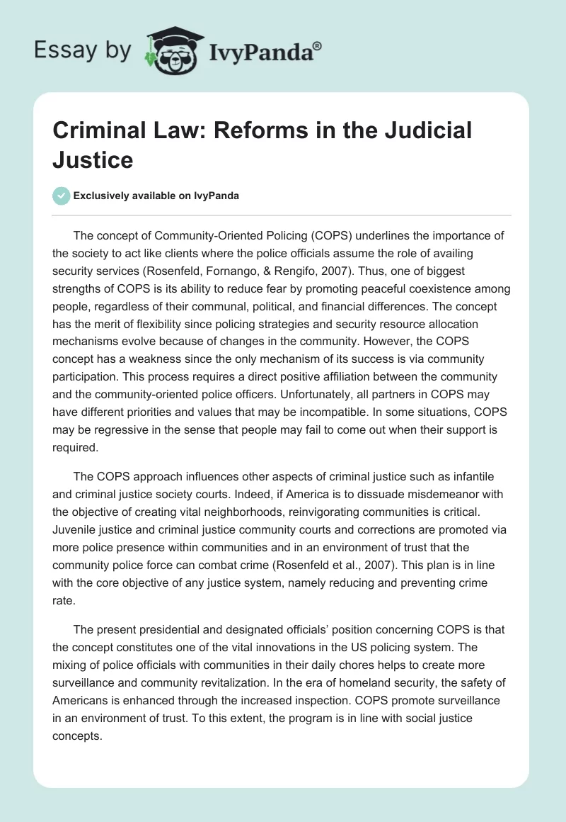 Criminal Law: Reforms in the Judicial Justice. Page 1
