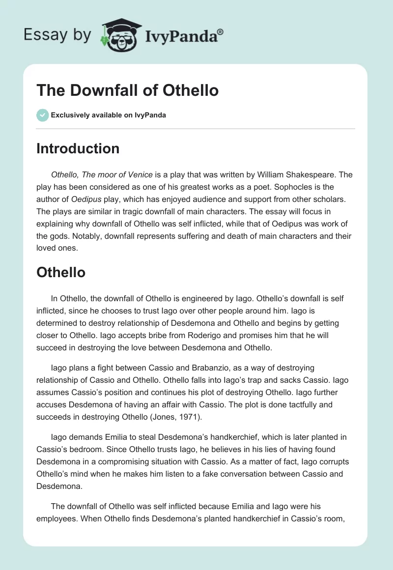 The Downfall of Othello. Page 1
