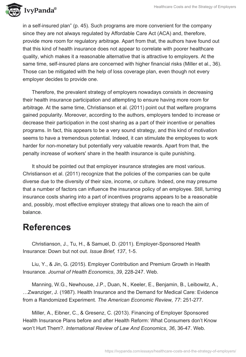 Healthcare Costs and the Strategy of Employers. Page 2