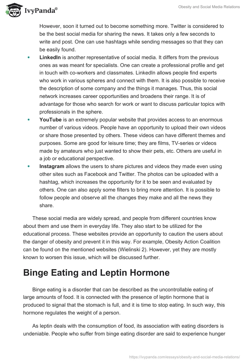 Obesity and Social Media Relations. Page 2