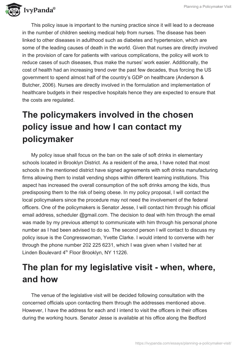 Planning a Policymaker Visit. Page 2